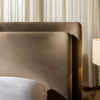 Jolene Layered Wingback Bed with Storage, Taupe Velvet
