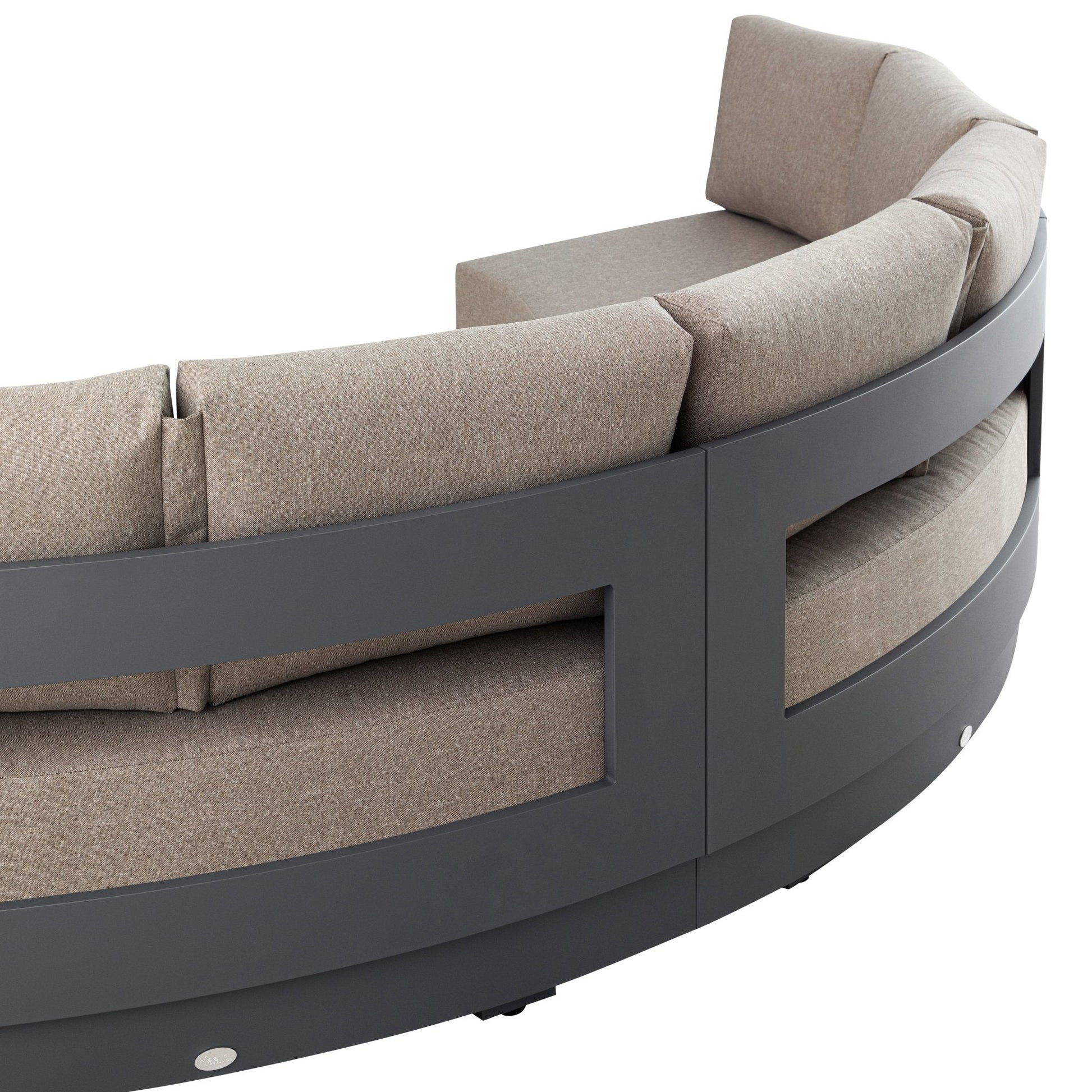 Jardin Aluminium Outdoor Modular Large 3-Piece Curved Sofa Set, Granite