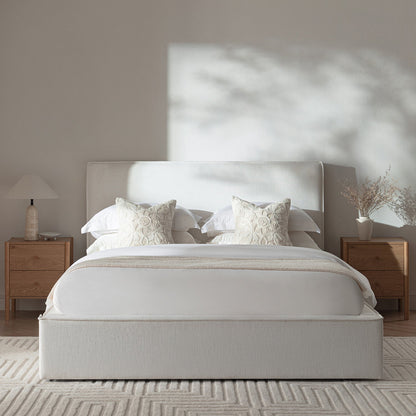 Forte Drawer Bed with Storage, Beige Linen Blend