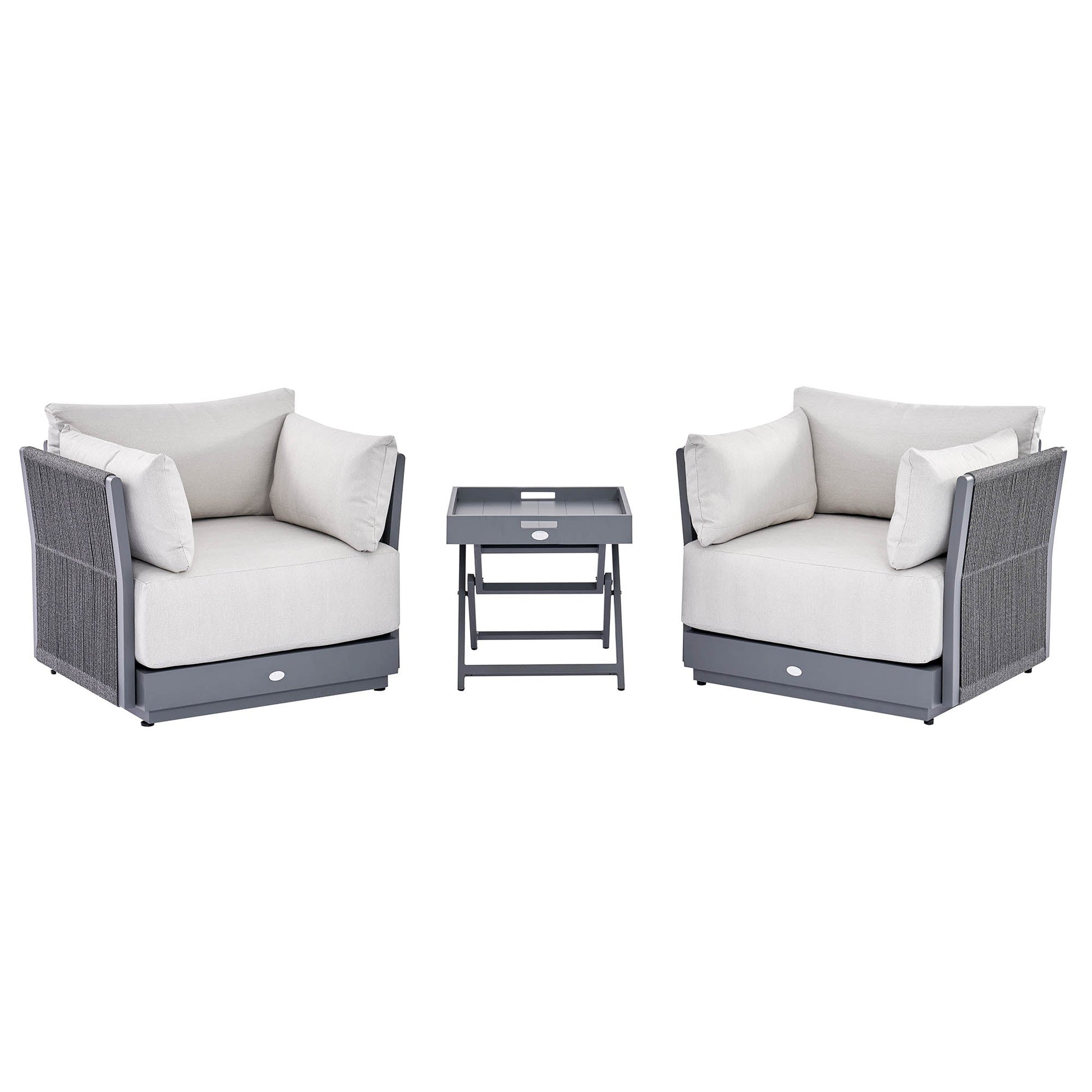 Pedra Rope and Aluminium Outdoor Bistro Set, Grey