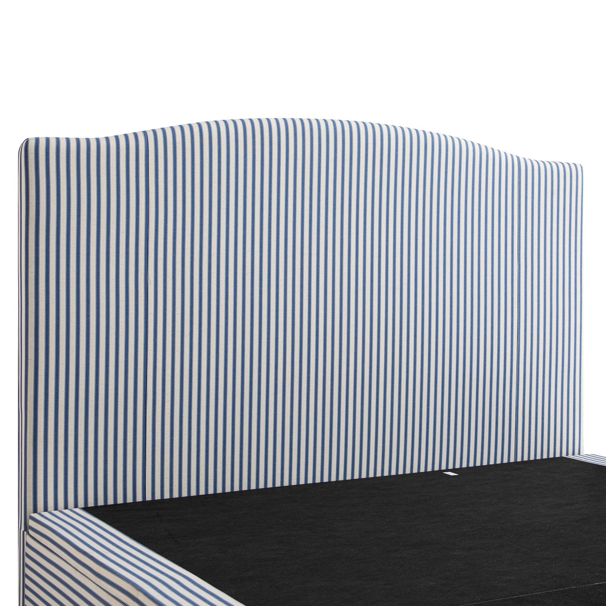 Chilworth Upholstered Ottoman Bed with Storage, Blue Stripe Linen Blend