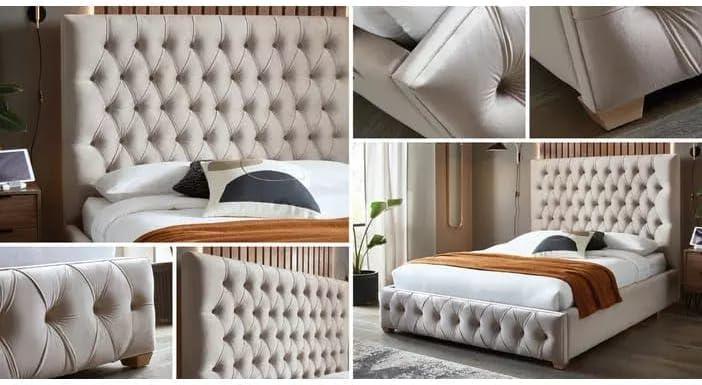 Venice Upholstered Plush Velvet Chesterfield Sleigh Bed Frame