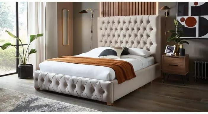 Venice Upholstered Plush Velvet Chesterfield Sleigh Bed Frame