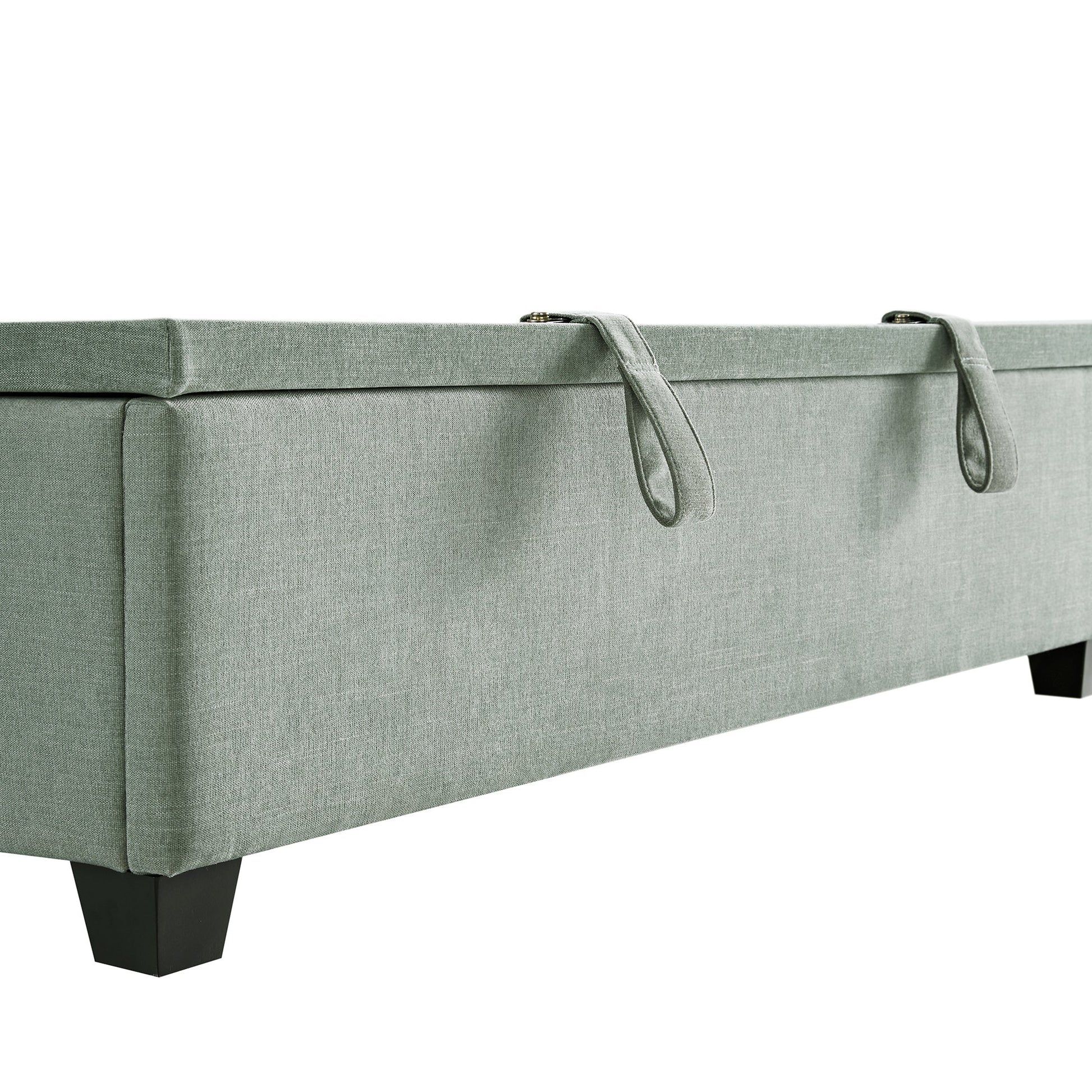 Chilworth Upholstered Ottoman Bed with Storage, Water Green Chenille