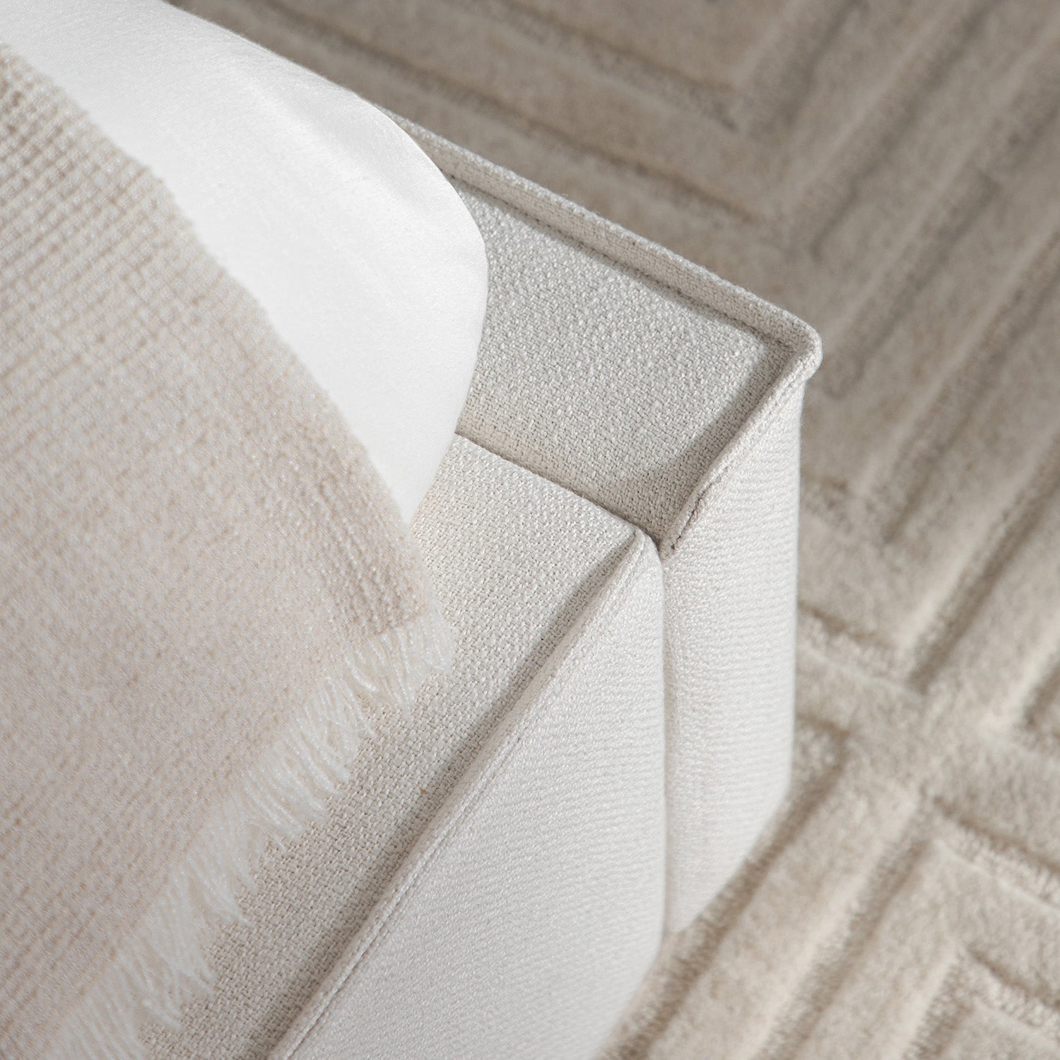Forte Drawer Bed with Storage, Beige Linen Blend