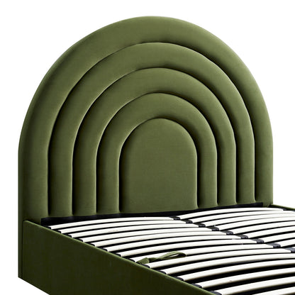 Archer Moss Green Velvet TV Bed with Ottoman Storage