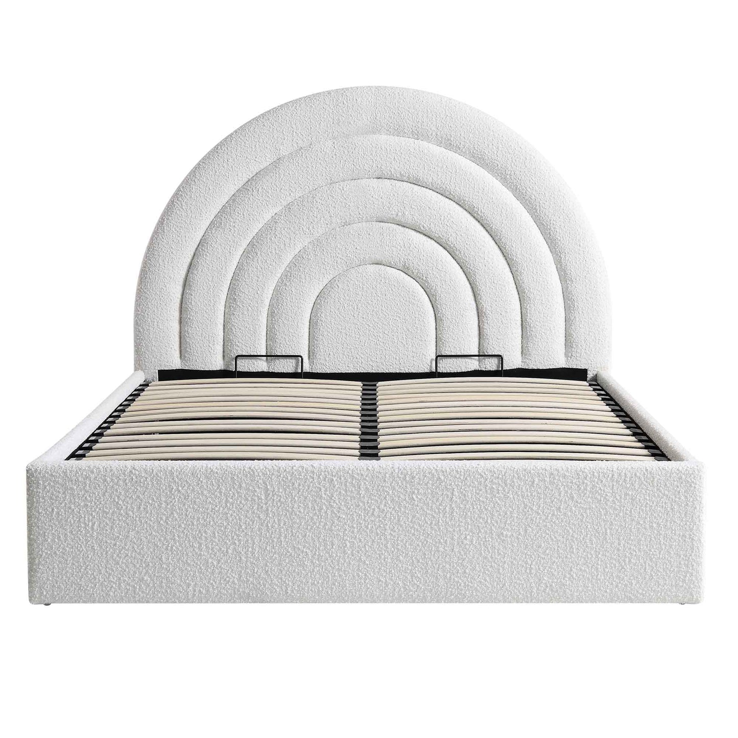 Archer White Boucle Ottoman Bed with Storage