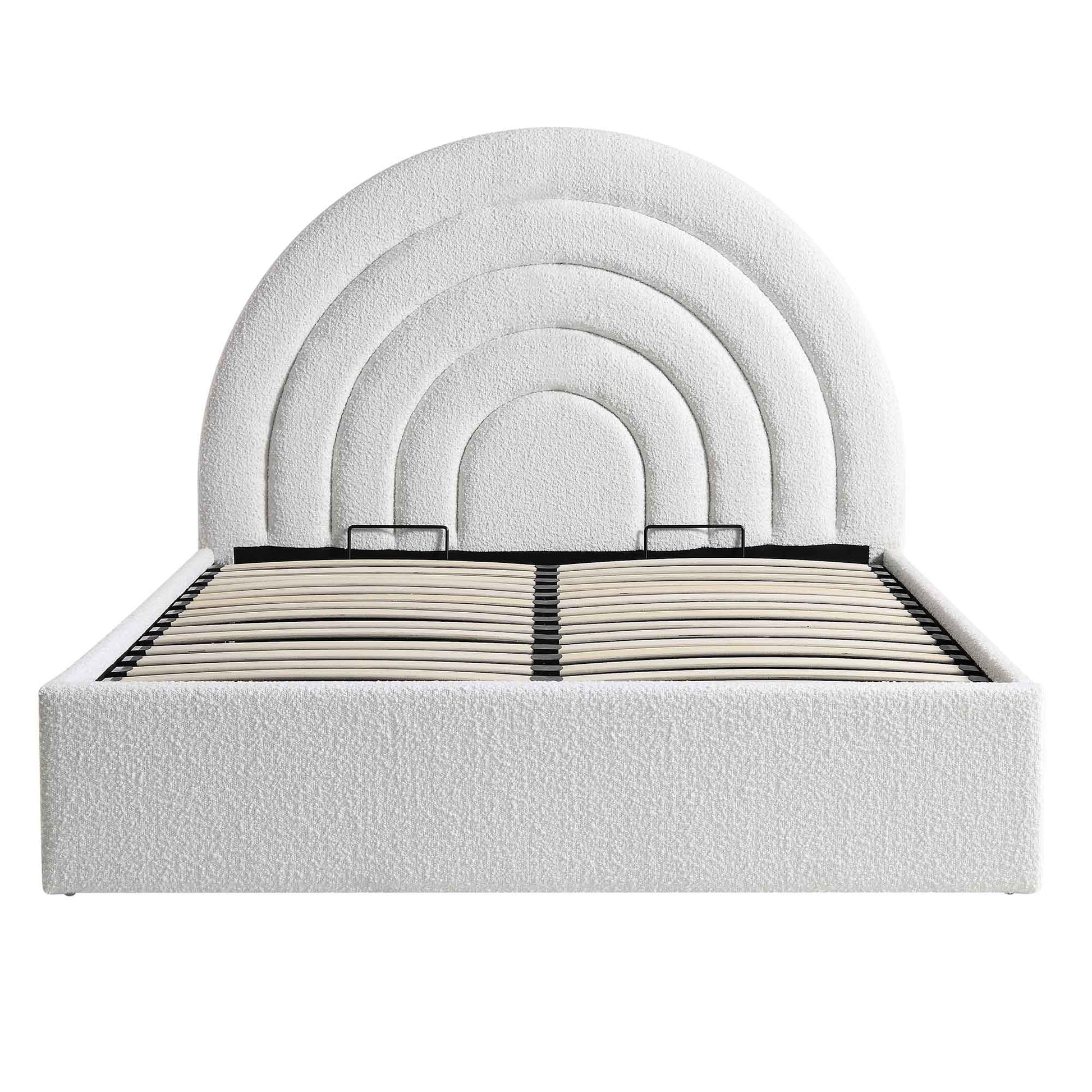 Archer White Boucle Ottoman Bed with Storage