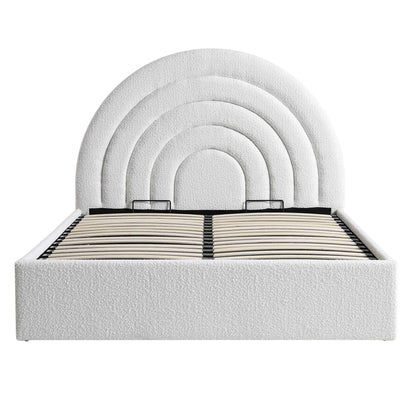 Archer White Boucle Ottoman Bed with Storage