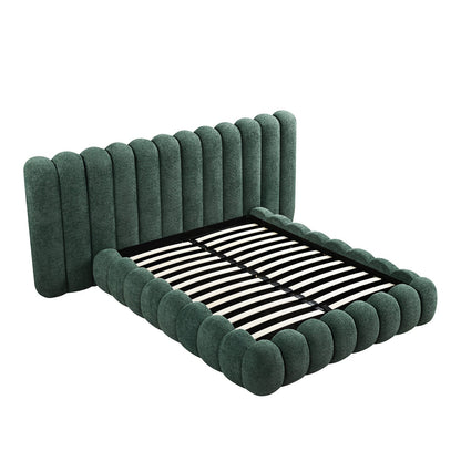 Sebastian Grand Bed with Storage, Forest Green Teddy Bouclé