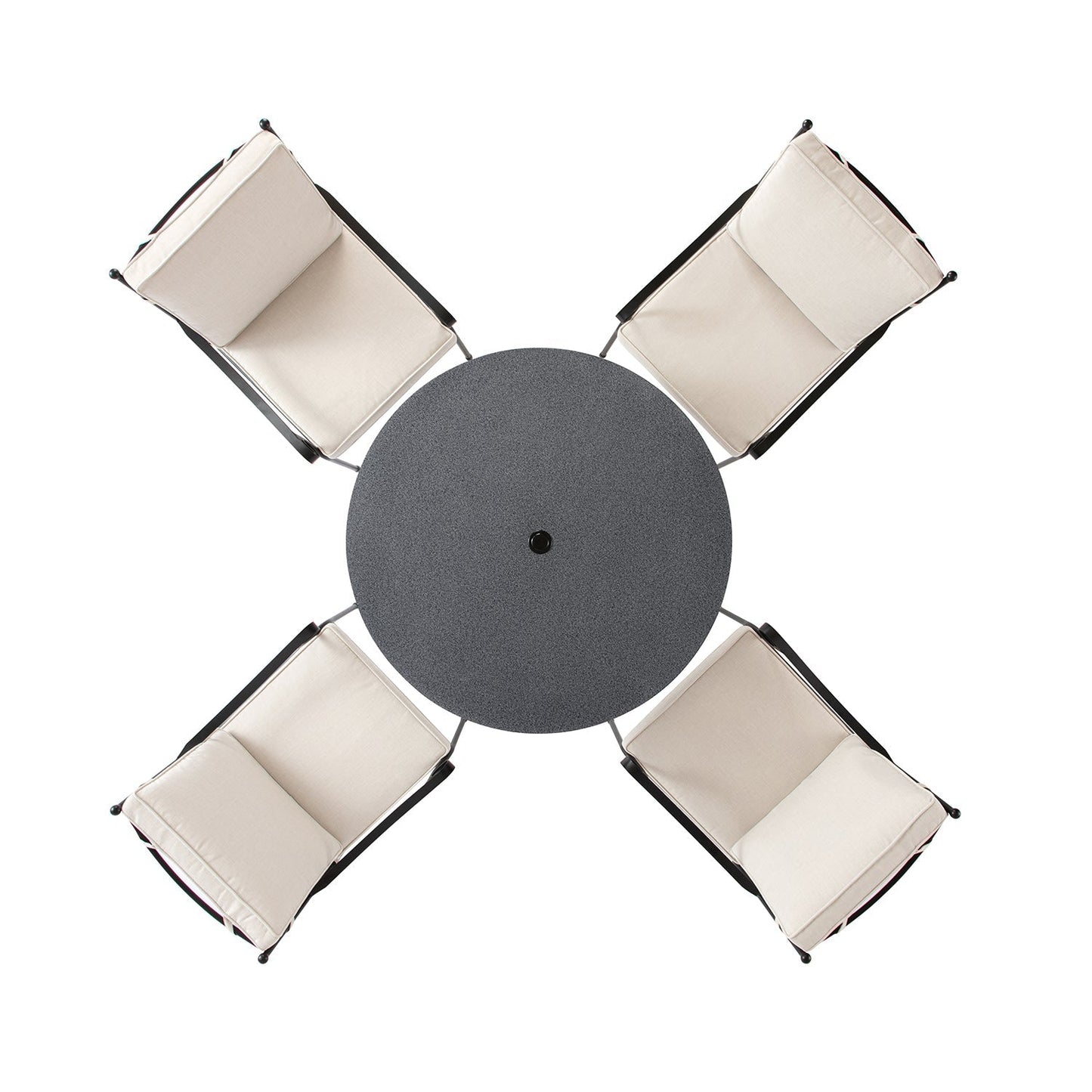 Haymes Indoor and Outdoor Metal 4-Seater Round Dining Set, Beige