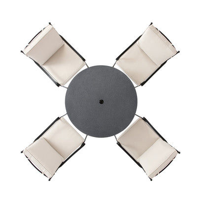 Haymes Indoor and Outdoor Metal 4-Seater Round Dining Set, Beige