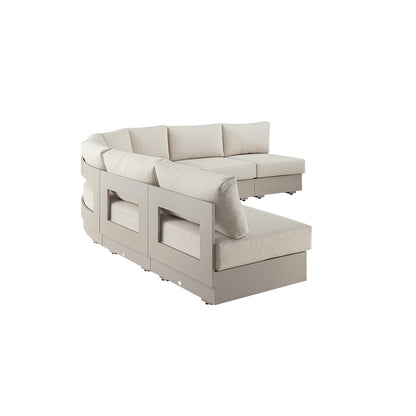 Jardin Aluminium Outdoor Modular 6-Piece Curved Corner Sofa Set, Pumice