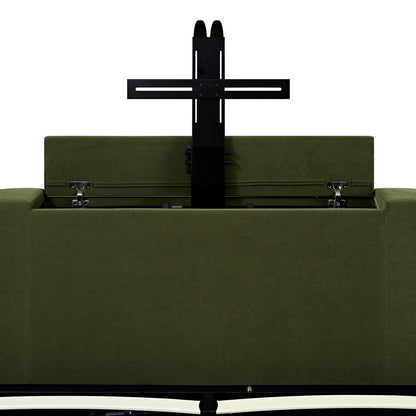 Hadley Moss Green Velvet TV Bed with Ottoman Storage