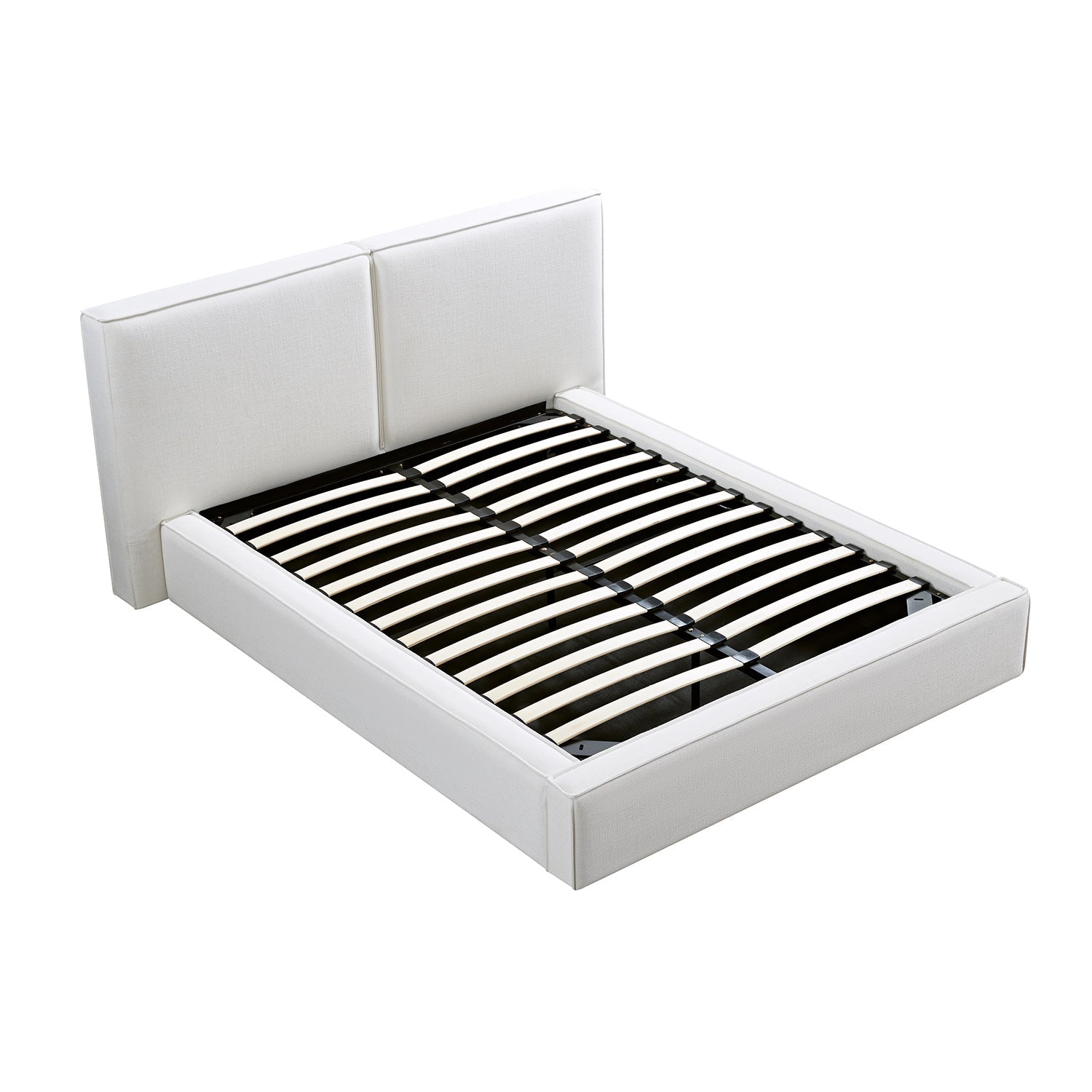 Claudine Ottoman Bed with Storage, Beige Linen