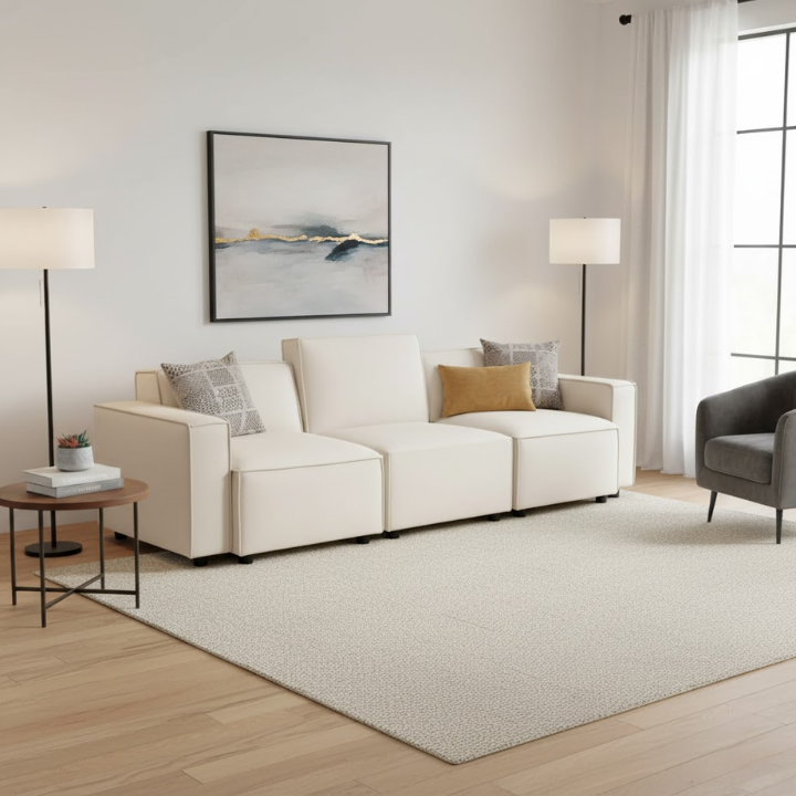Amara Cream Fabric Sofa