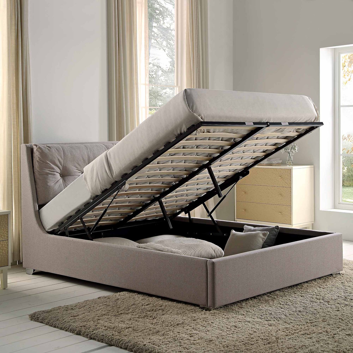 Hadley Stone Fabric Ottoman Bed with Storage