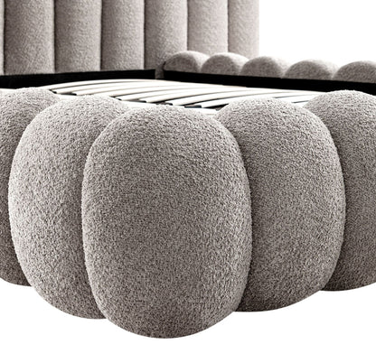 Sebastian Grand Bed with Storage, Stone Teddy Bouclé