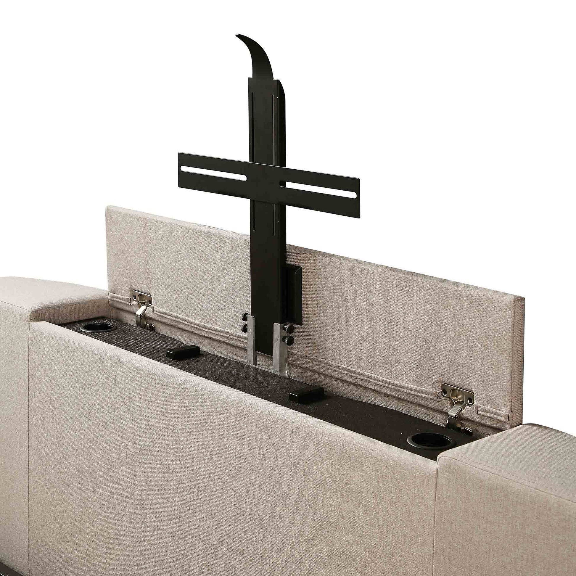 Wilton Warm Stone Fabric TV Bed with Ottoman Storage