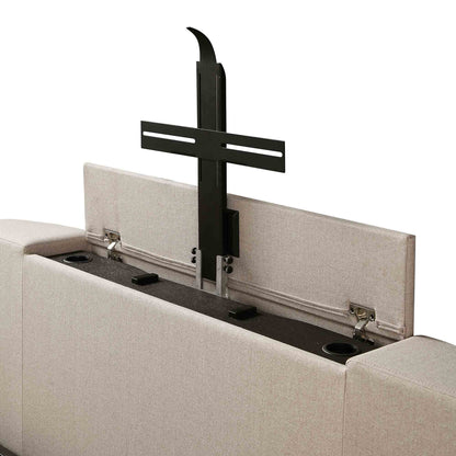 Wilton Warm Stone Fabric TV Bed with Ottoman Storage
