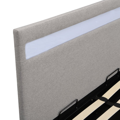 Pimlico End Opening Ottoman Bed with Storage Frame with Multi-colour LED Headboard (Grey Fabric)