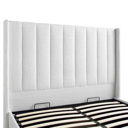 Wilton White Boucle Ottoman Bed with Storage