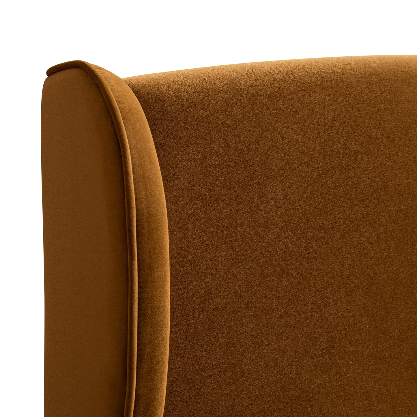 Kimberly Winged Upholstered Bed with Storage, Cinnamon Velvet