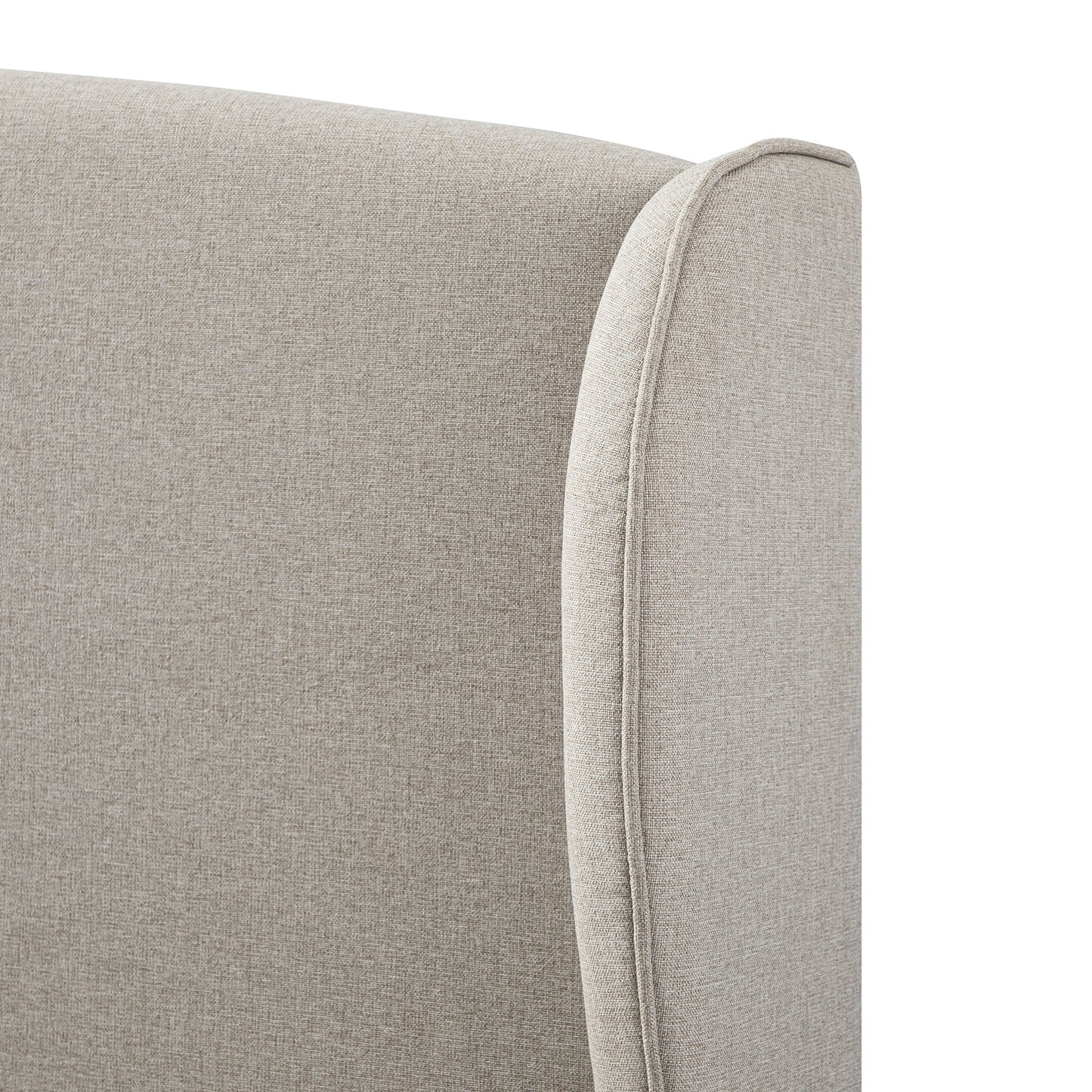 Kimberly Winged Upholstered Bed with Storage, Sand Fabric