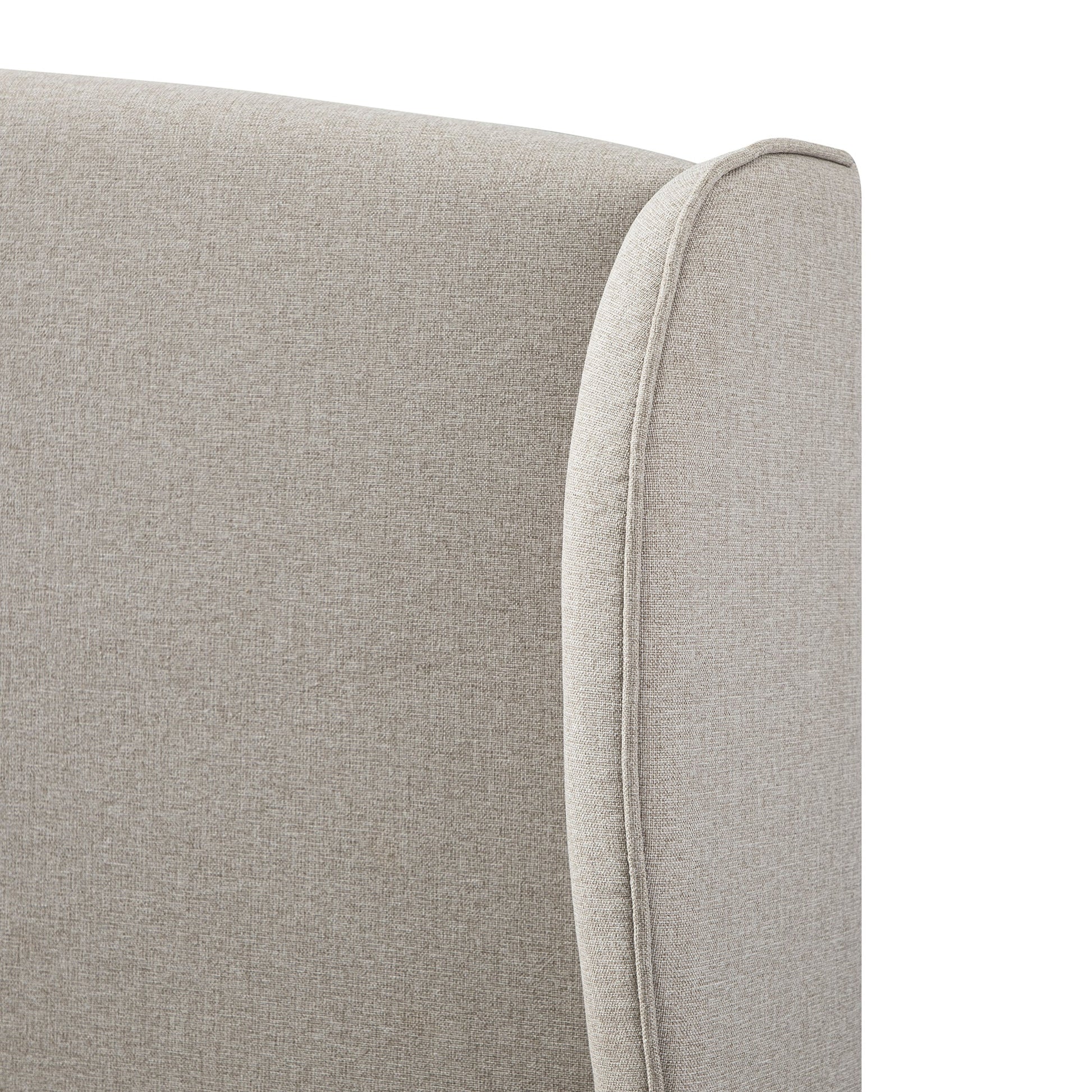 Kimberly Winged Upholstered Bed with Storage, Sand Fabric