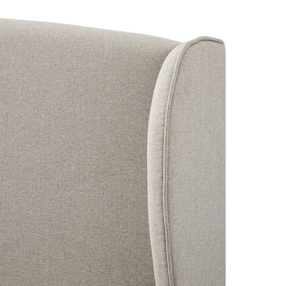 Kimberly Winged Upholstered Bed with Storage, Sand Fabric
