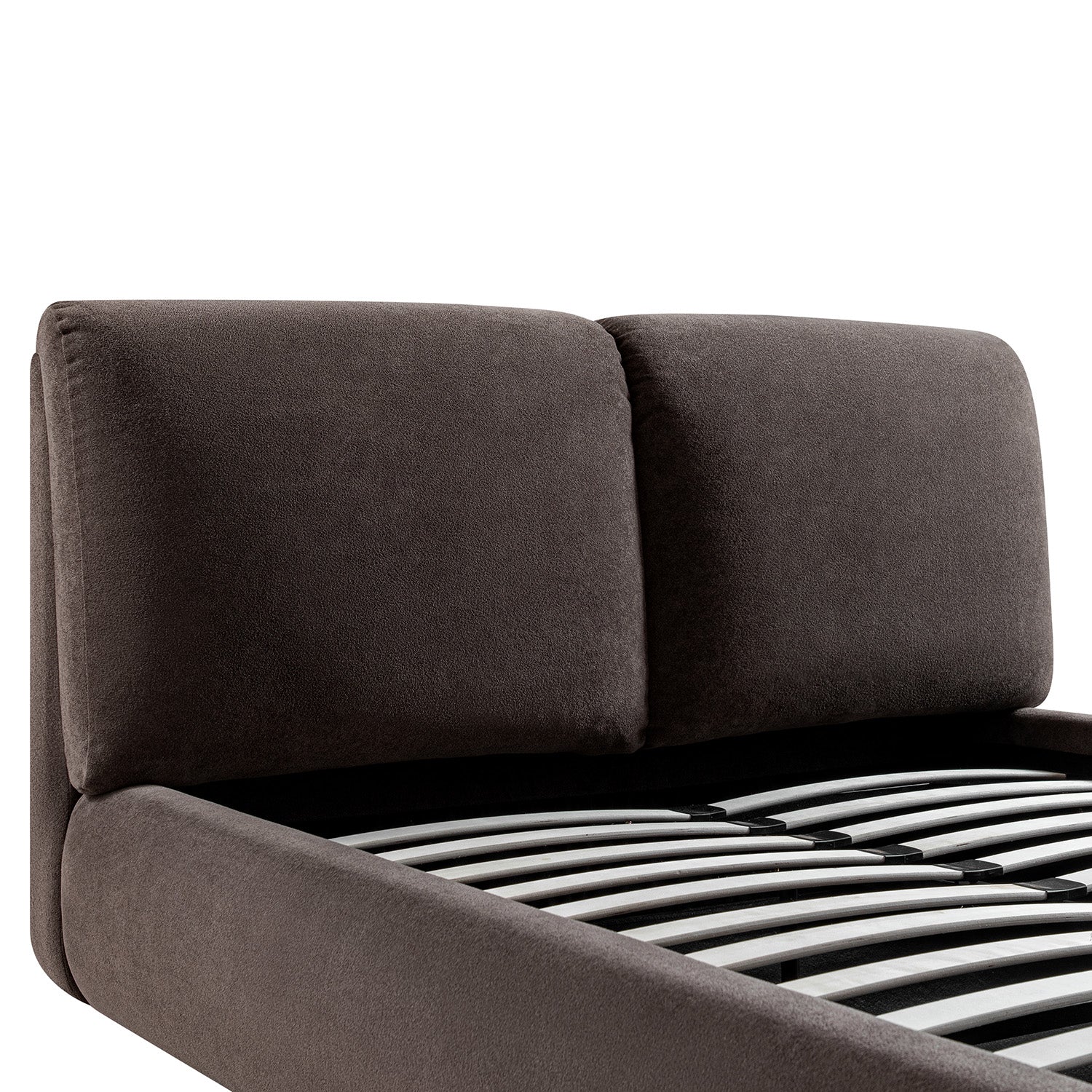 Thera Pillow Headboard Upholstered Bed, Cocoa Chenille
