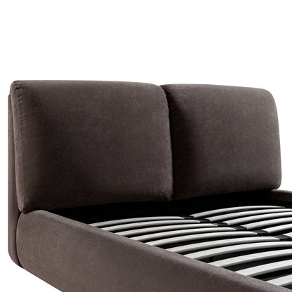 Thera Pillow Headboard Upholstered Bed, Cocoa Chenille