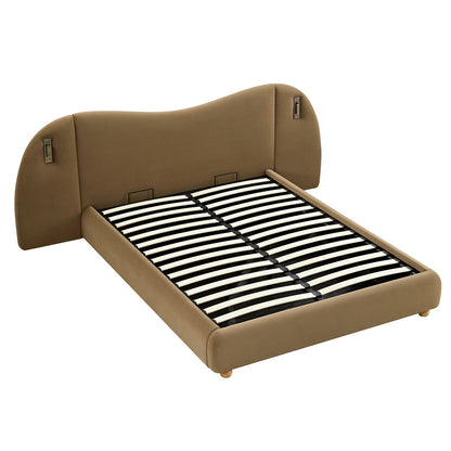 Egerie Extended Headboard Ottoman Bed with Storage, Hazel Velvet