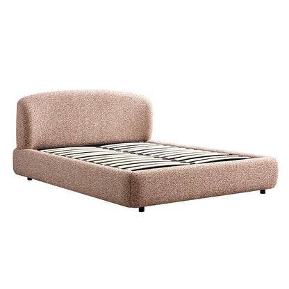 Constance Winged Headboard Ottoman Bed with Storage, Musk Blush Boucle