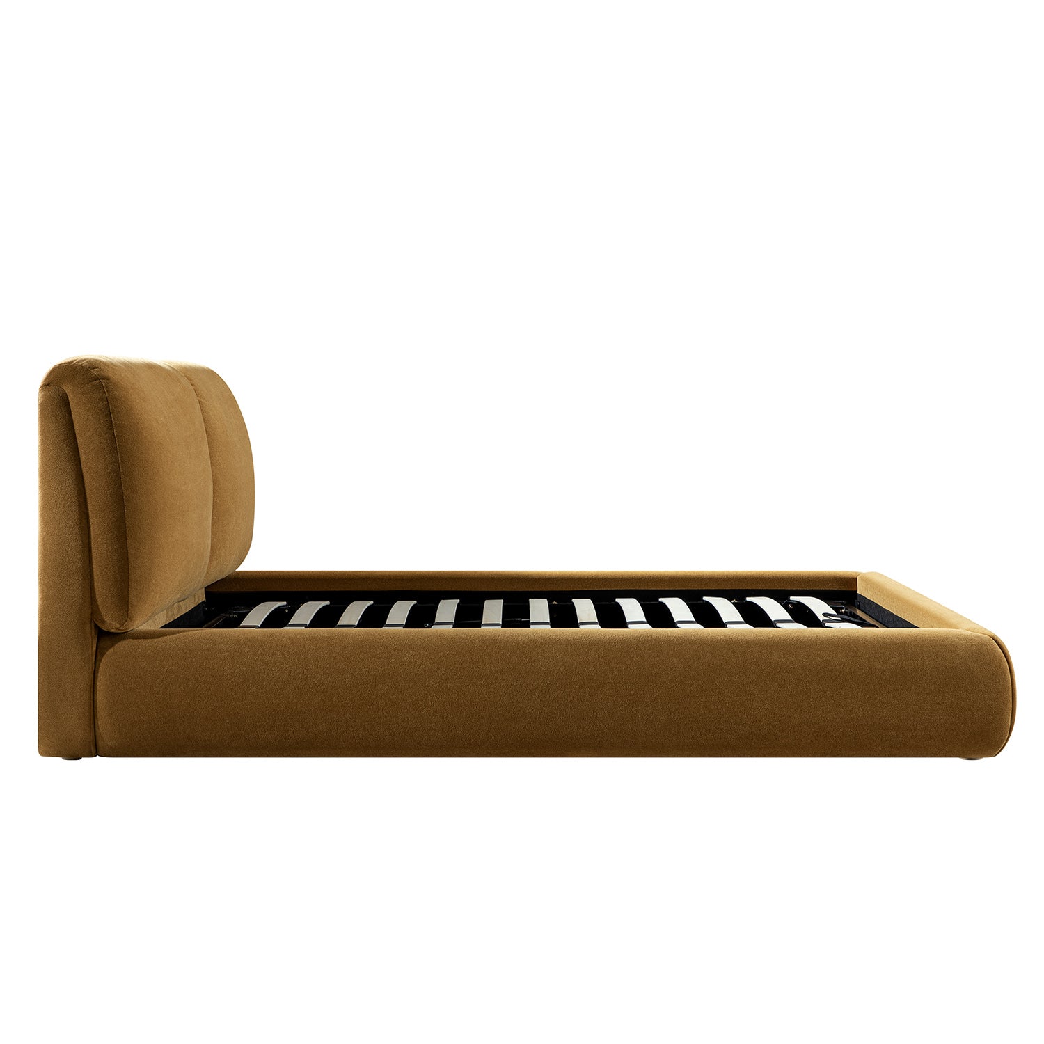 Thera Pillow Headboard Upholstered Bed, Burnt Ochre Chenille