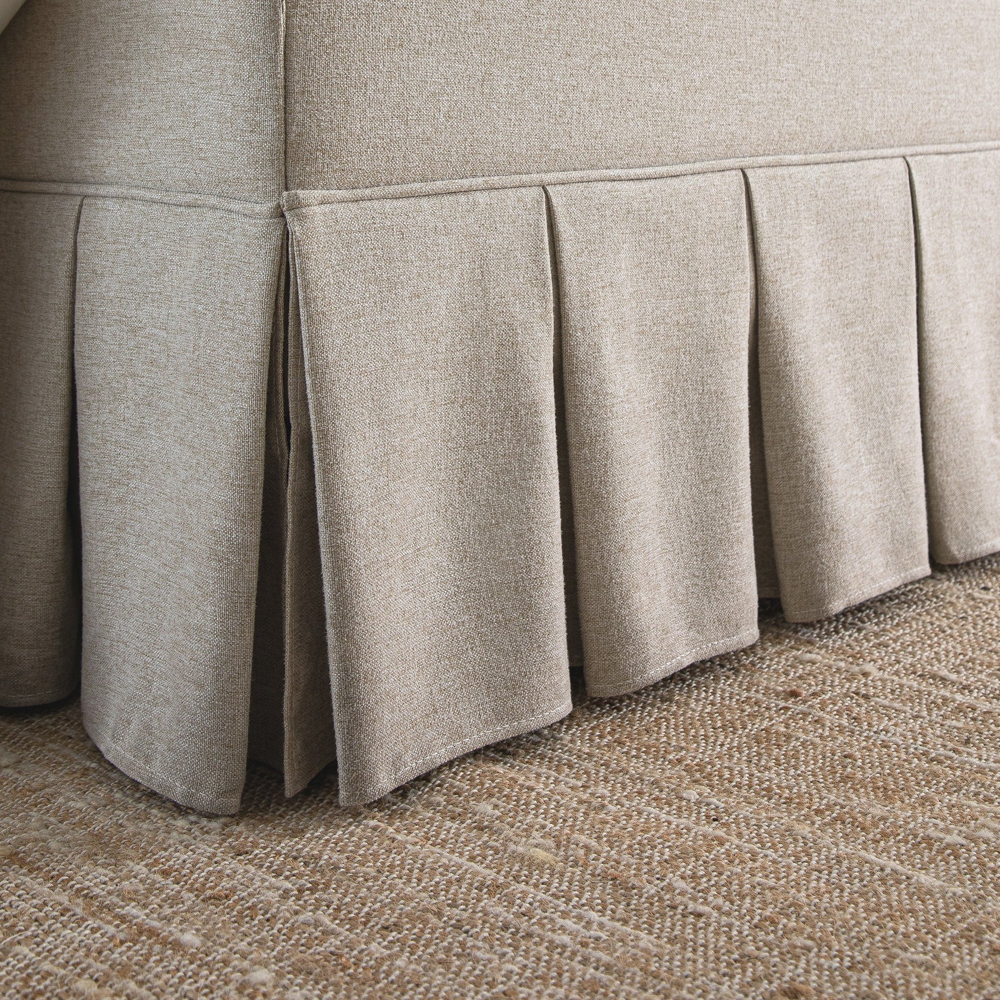Egerton Box-Pleat Ottoman Bed with Storage, Oatmeal Brushed Fabric