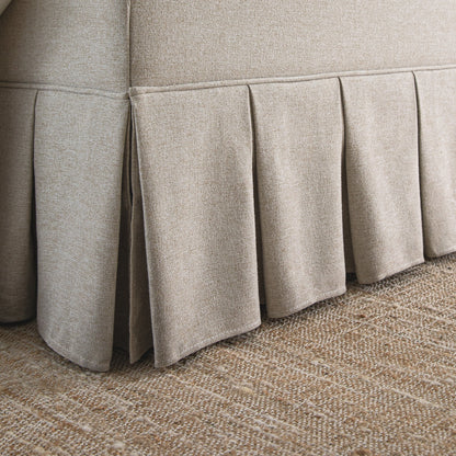 Egerton Box-Pleat Ottoman Bed with Storage, Oatmeal Brushed Fabric