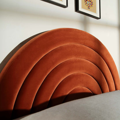 Archer Rust Velvet Ottoman Bed with Storage