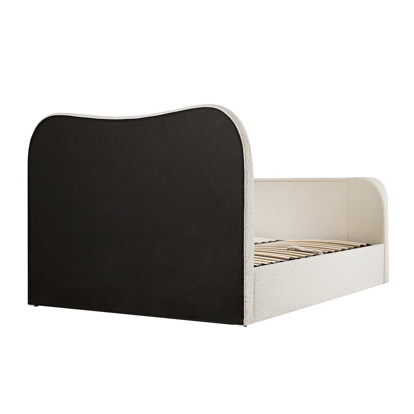 Egerie Curved Headboard Beige Boucle TV Bed with Ottoman Storage