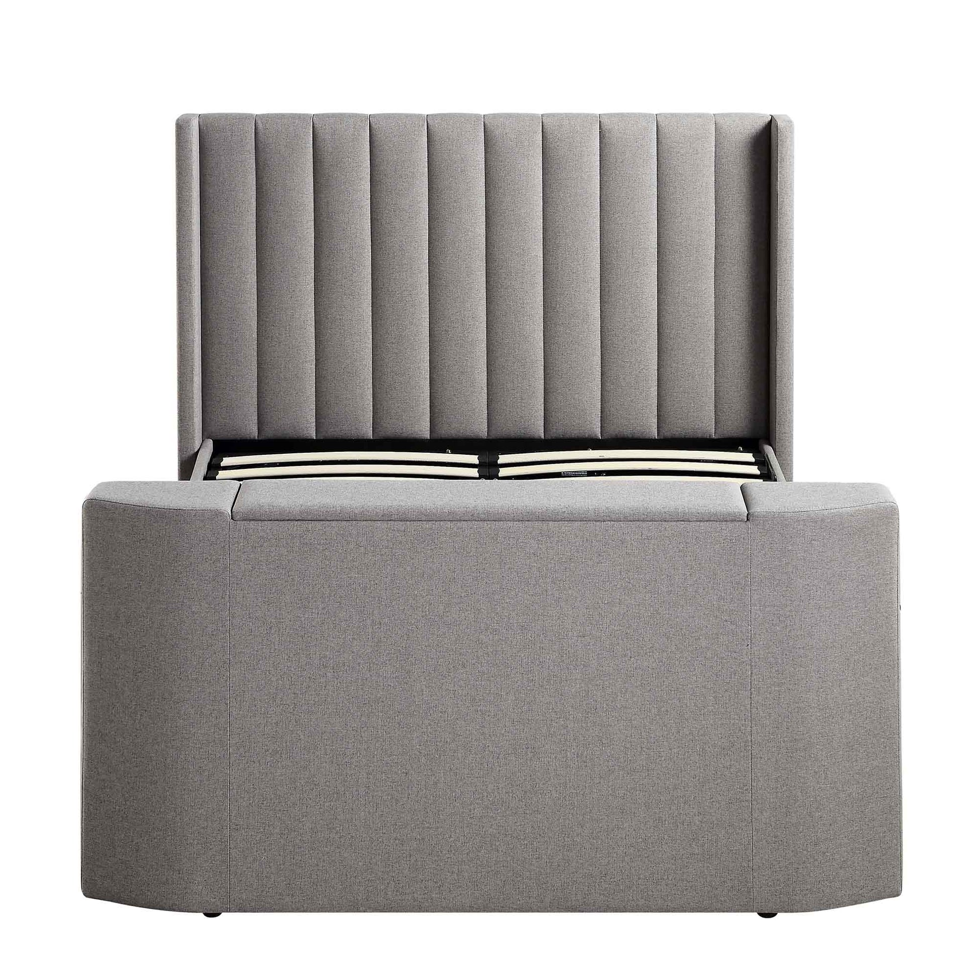 Wilton Grey Fabric TV Bed with Ottoman Storage