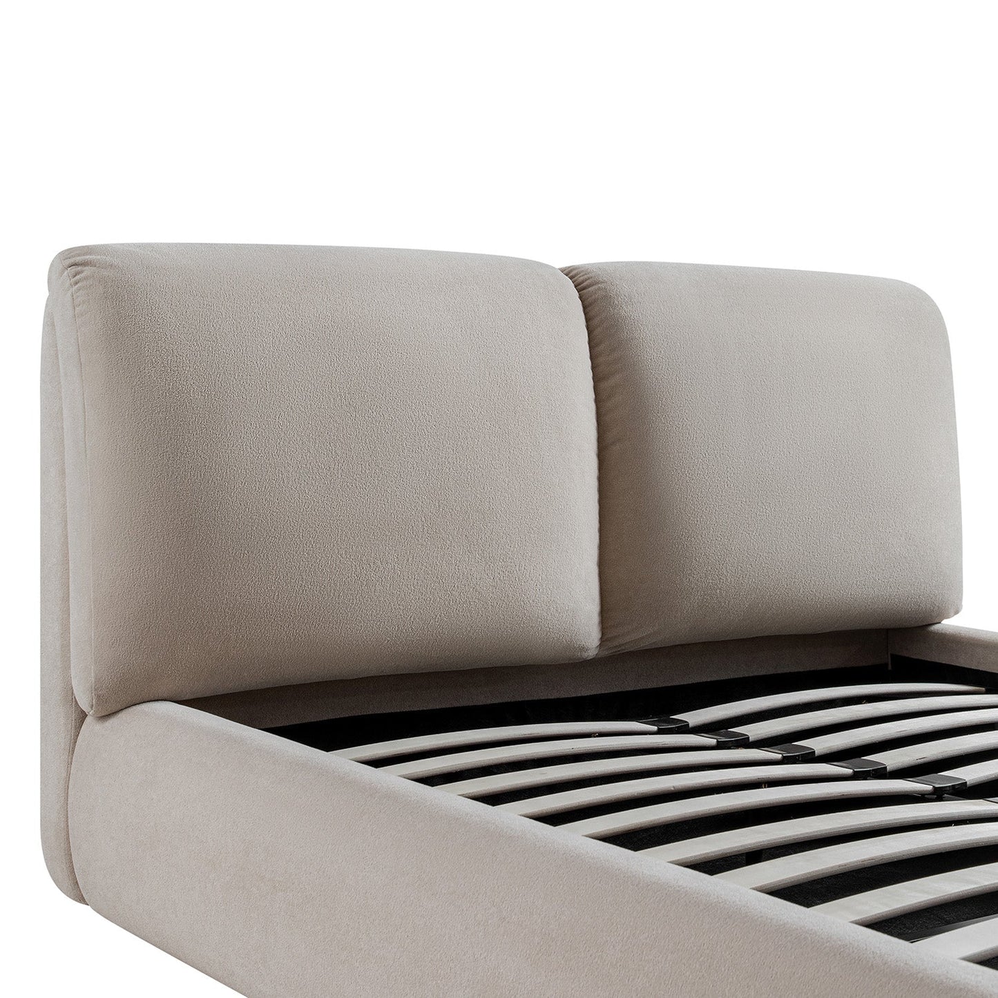 Thera Pillow Headboard Upholstered Bed, Fawn Chenille