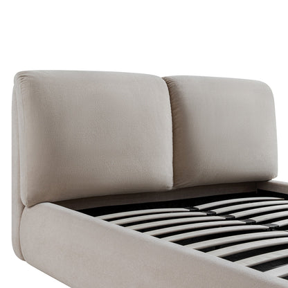 Thera Pillow Headboard Upholstered Bed, Fawn Chenille