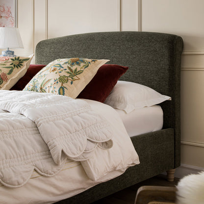 Porchester Ottoman Bed with Storage, Sleigh, Forest Green Chenille