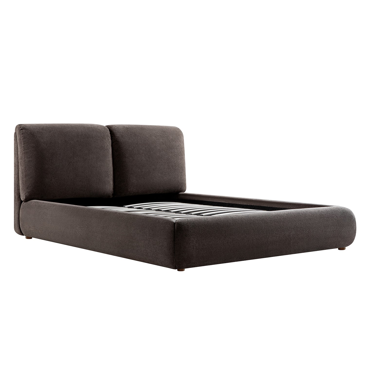 Thera Pillow Headboard Upholstered Bed, Cocoa Chenille