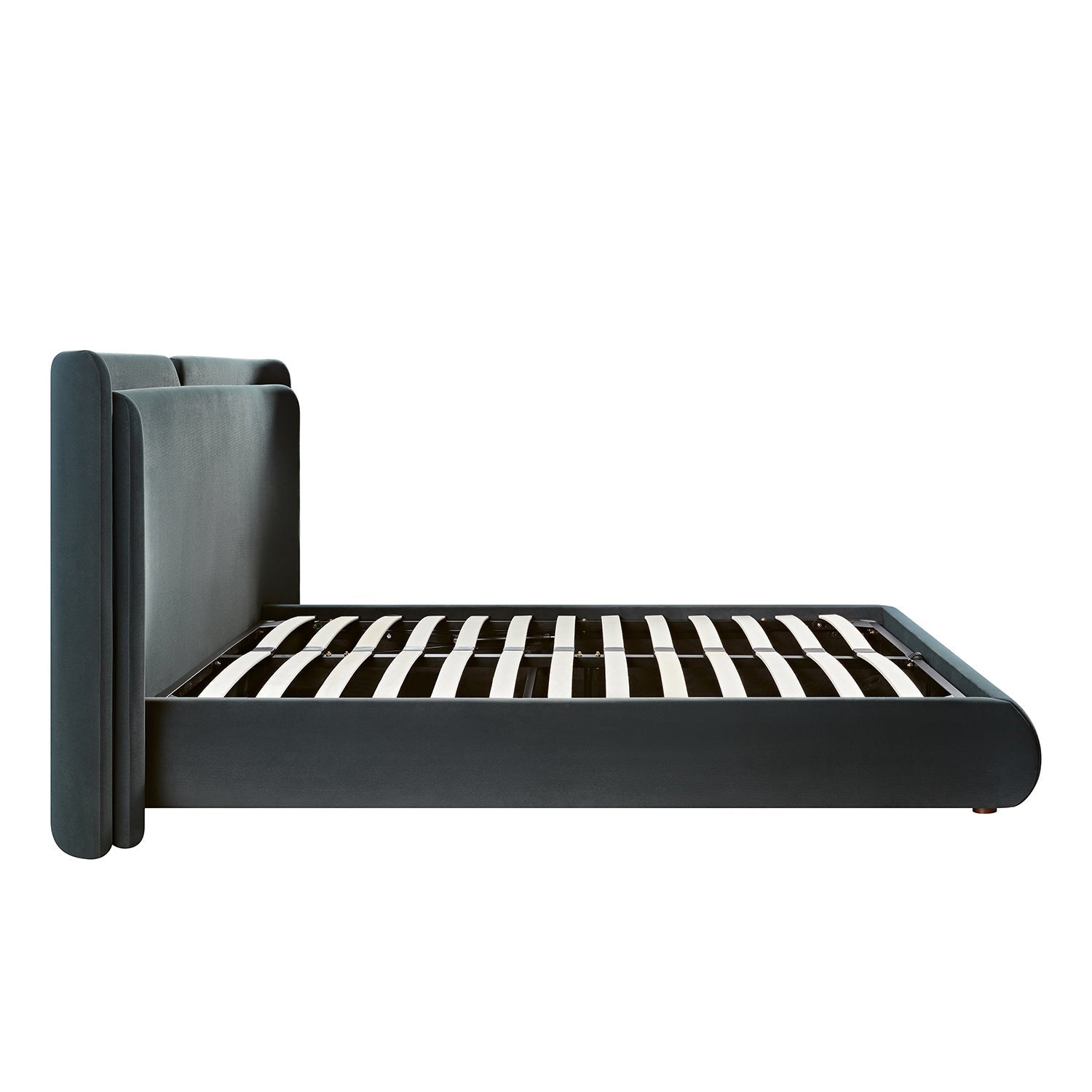 Jolene Layered Wingback Bed with Storage, Aegean Blue Velvet