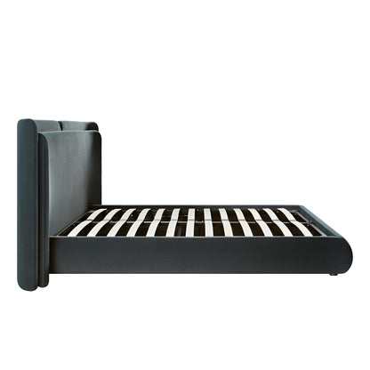 Jolene Layered Wingback Bed with Storage, Aegean Blue Velvet