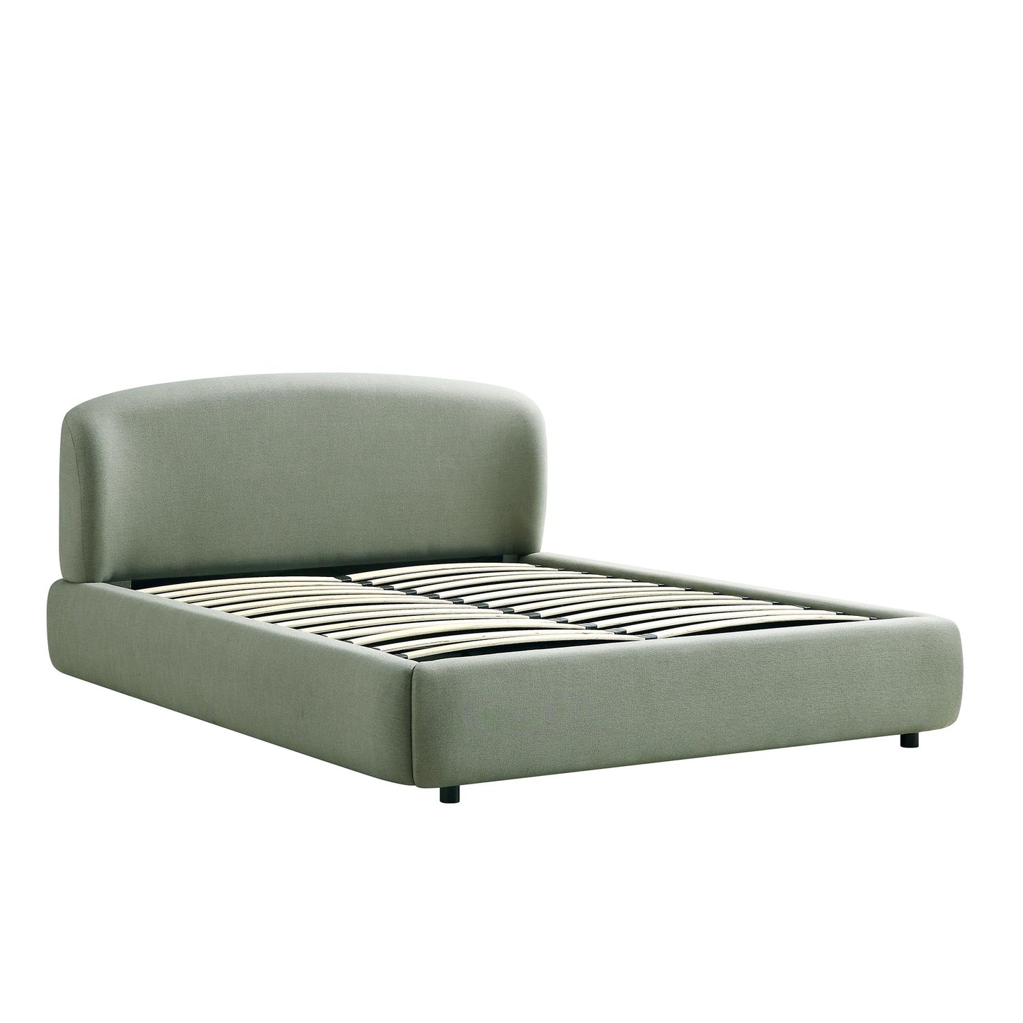 Constance Winged Headboard Ottoman Bed with Storage, Olive Linen