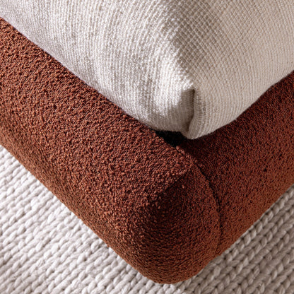 Luella Upholstered Wooden Plinth Base Bed with Storage, Rust Boucle