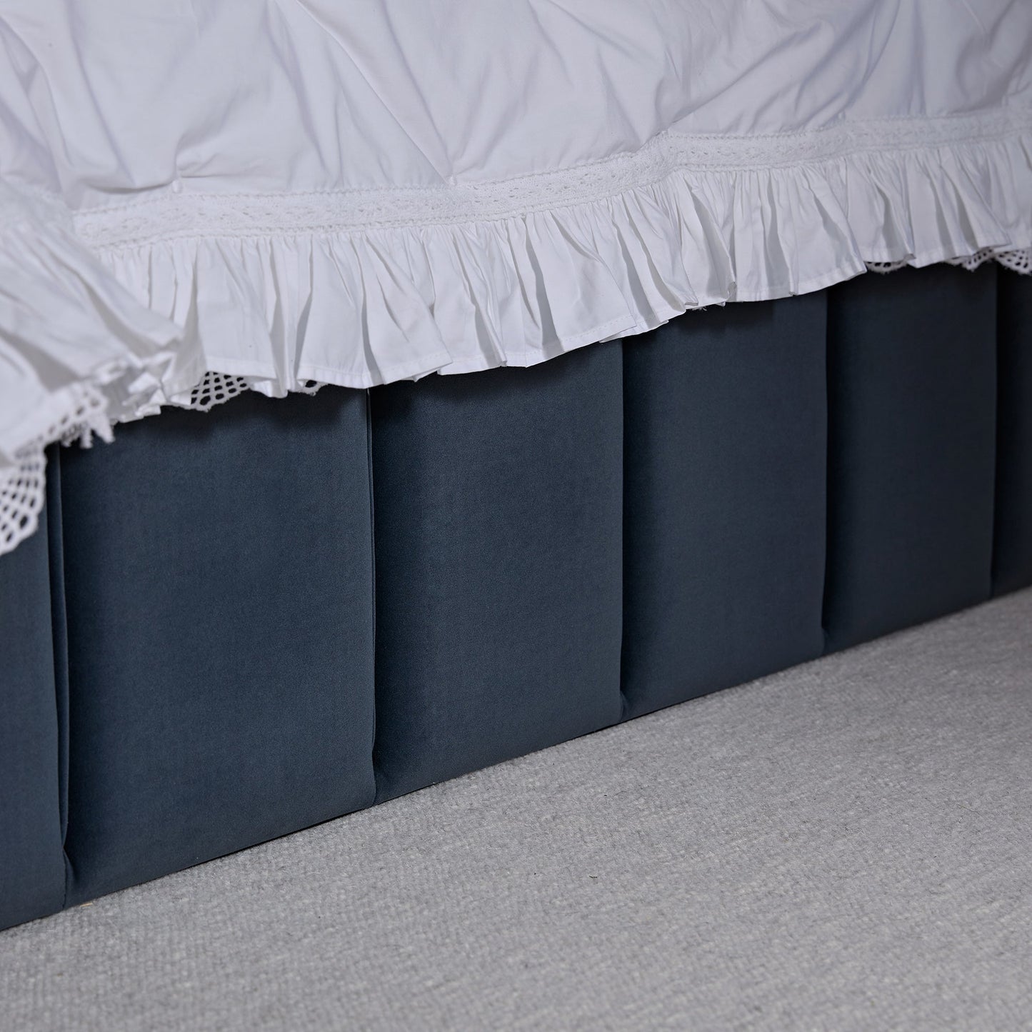Hana Ottoman Bed with Storage, Aegean Blue Velvet