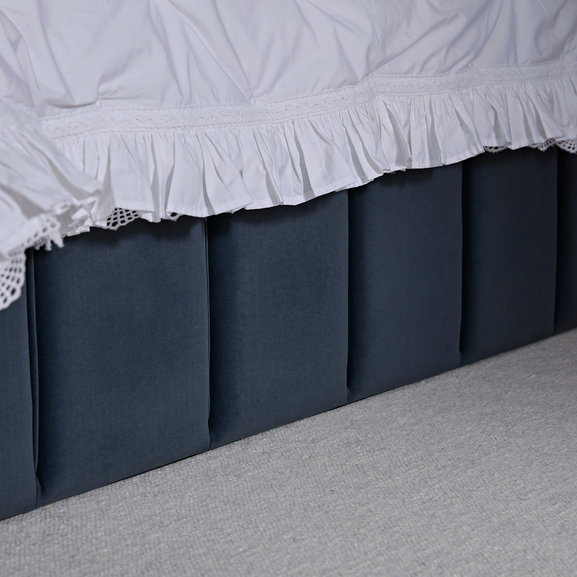Hana Ottoman Bed with Storage, Aegean Blue Velvet